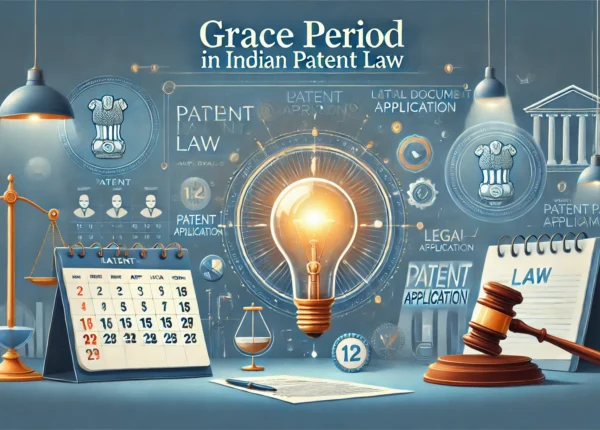 DALL·E 2025-08-18 12.41.59 - A modern, professional blog cover image representing 'Grace Period in Indian Patent Law'. The scene includes symbolic