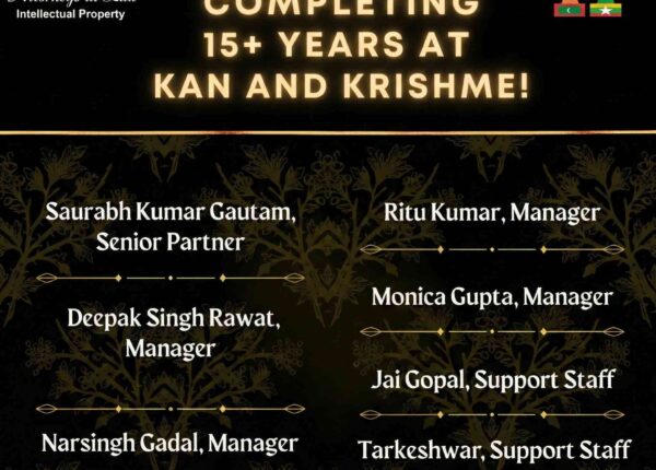 Congratulations on completing 15+ years with Kan and Krishme