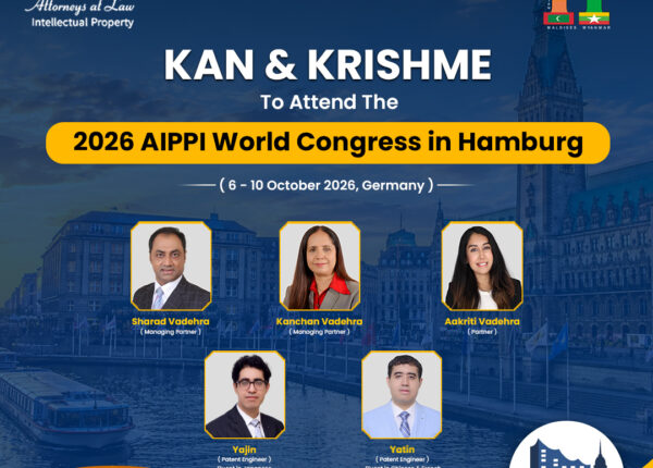 KAN & KRISHME will attend the 2026 AIPPI World Congress in Hamburg from 6–10 October. Meet our team at Booth No. 33. AIPPI World Congress, Intellectual Property Law Conference,